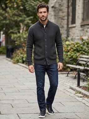 Goodfellow & Co Men's Dark Gray Button-Up Cardigan Sweater